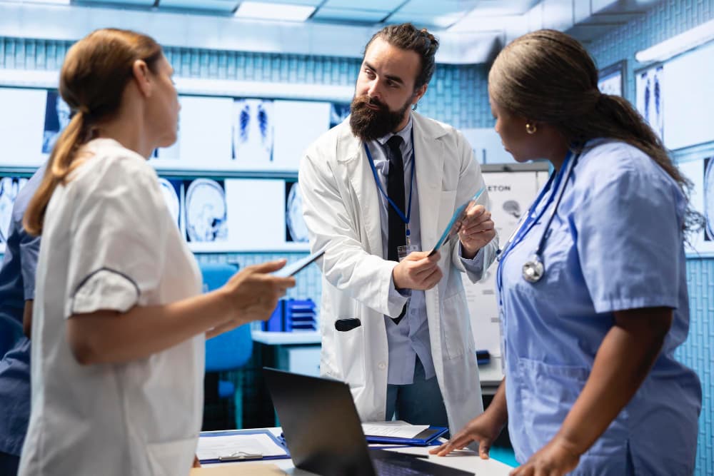 Healthcare professionals working